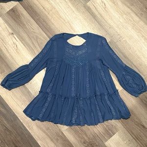 Free people blue Lacey embroidered tunic